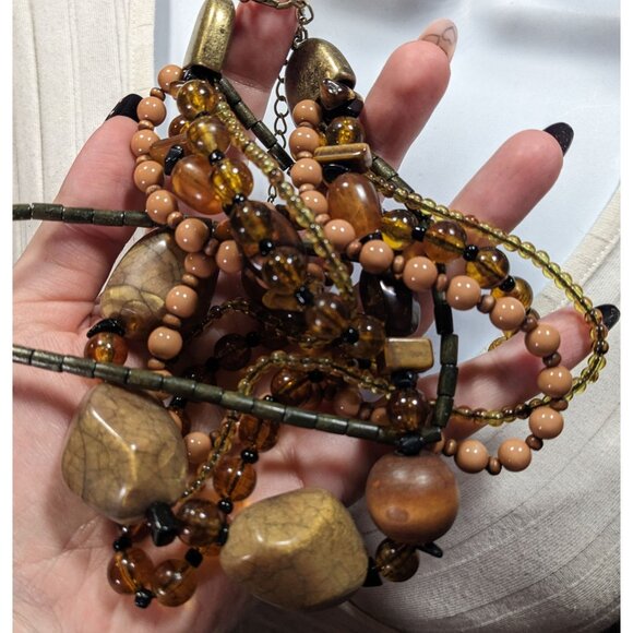 Nordstrom Bohemian Earthy Chunky Multilayer Beaded Necklace - Picture 3 of 6